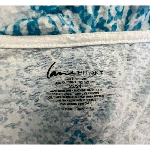 Lane Bryant Quarter Sleeve Exposed Shoulder Blouse With Floral Design and Rhines - Picture 2 of 4